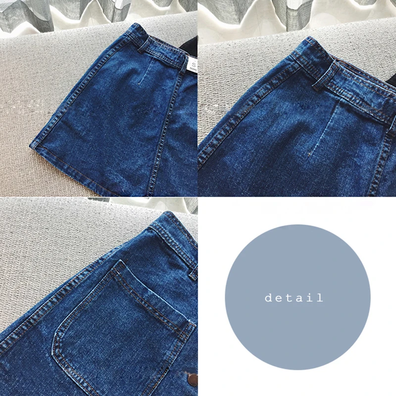 Юбка А-силуэта Корейская джинсовая короткая юбка для девочек тонкая одинарная