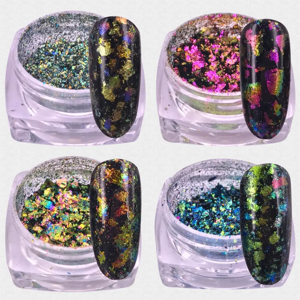 4 коробки/партия блестки хамелеоны для ногтей|nail glitter|glitter paillettesequins nails |