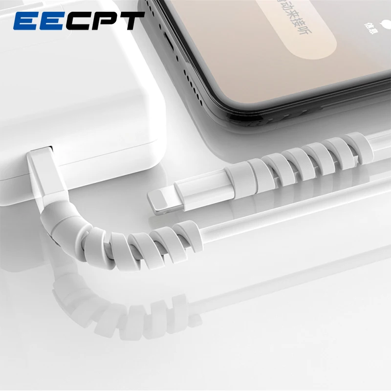 EECPT протектор кабеля для iPhone XS X 8 7 6 пружинный шпагат Намотка Шпуля кабель
