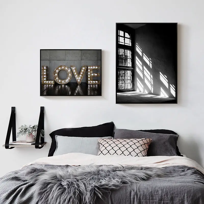 Nordic Canvas Painting Home Decor Scenery Picture Wall Art Figure Print Living Room Bedroom Black White Europe | Дом и сад