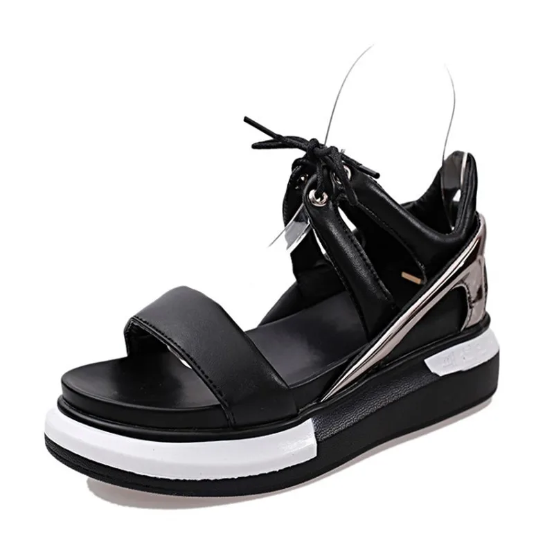 Обуви Женщина Летние Высокое Качество PU Моды Высота Увеличение Толстым Дном