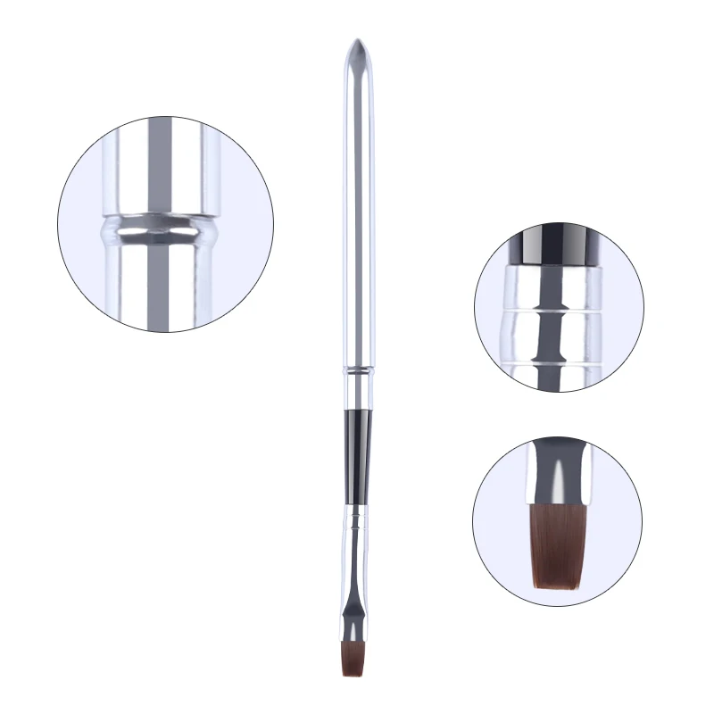 Набор кистей для ногтей с УФ гелем 6 шт. со съемной крышкой плоская головка ручка