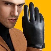 genuine leather gloves mens winter tounch screen sheepskin gloves warm plus velvet driving fashion trend free shipping m9001