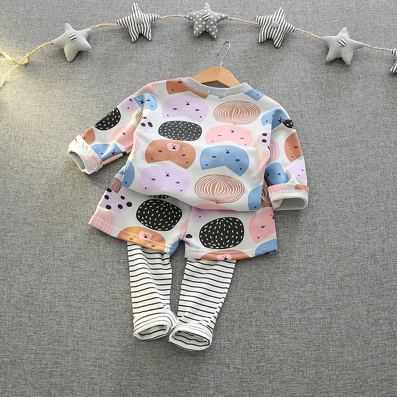 Милые Девушки Набор С Длинным Рукавом Мультфильм Пуловер Пальто Брюки 2 шт.