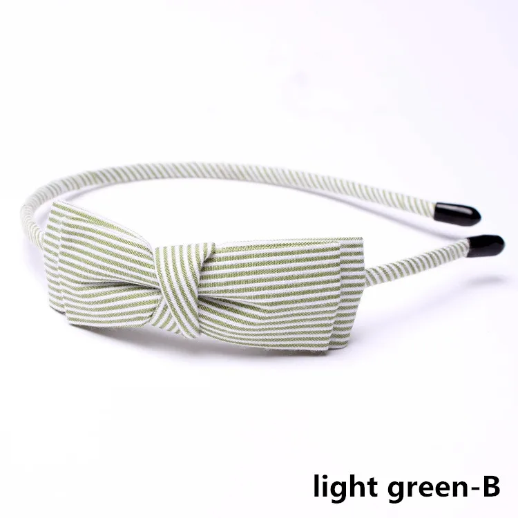 light green-B Полосатая тканевая лента для волос для женщин и девочек, ободок для волос, тюрбан, повязка на голову с бантом, кроличьими ушами, решетчатый обруч для волос, аксессуары для волос - Color: light green-B