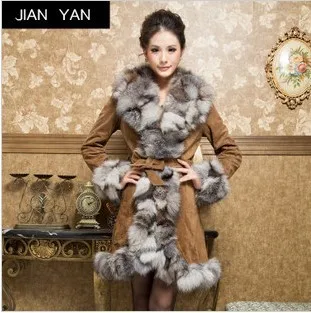 (Топ Мех животных mall) дамы реального свинья кожаные пальто куртка тонкий пояс