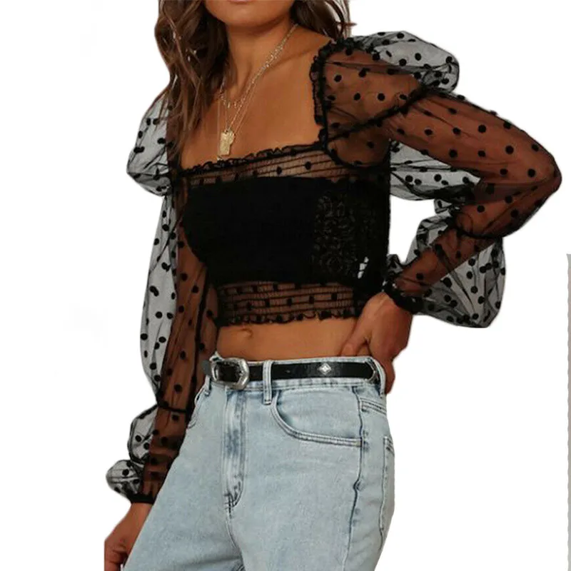 Летние прозрачные сетчатые топы модные женские блузки пляжный сексуальный топ в