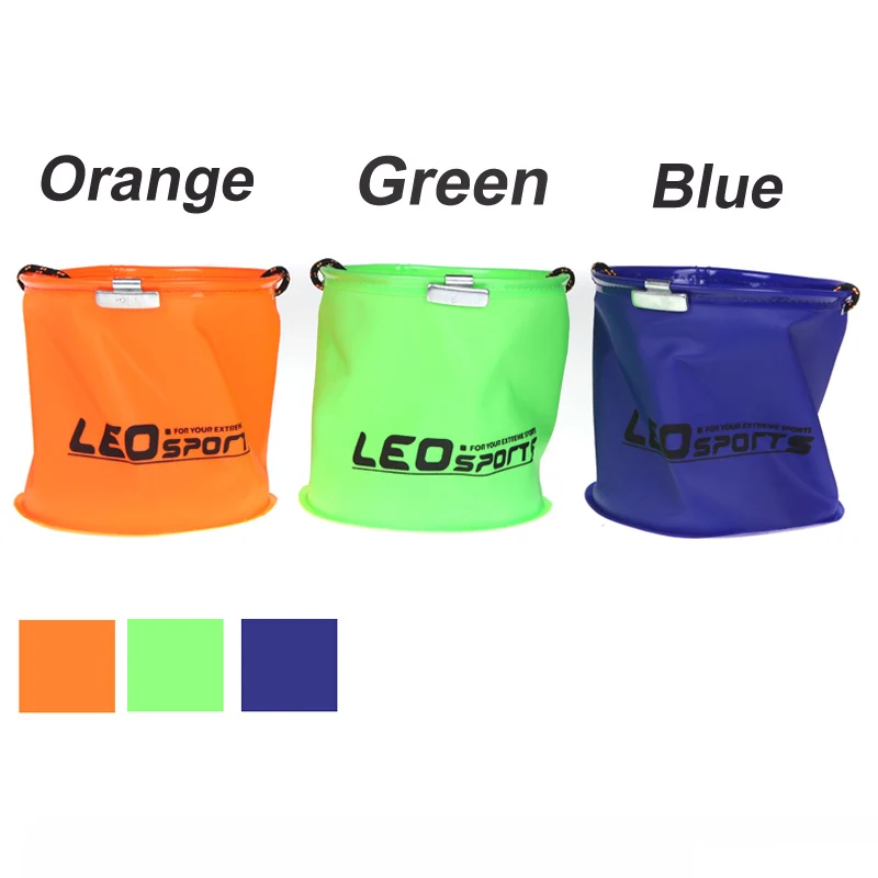 3 Colors 18x17cm Waterproof Foldable EVA Water Bucket with Rope Belt Outdoor Fishing Tackle Camping Blue/Orange/Green|bucket pot|bucket bushingeva