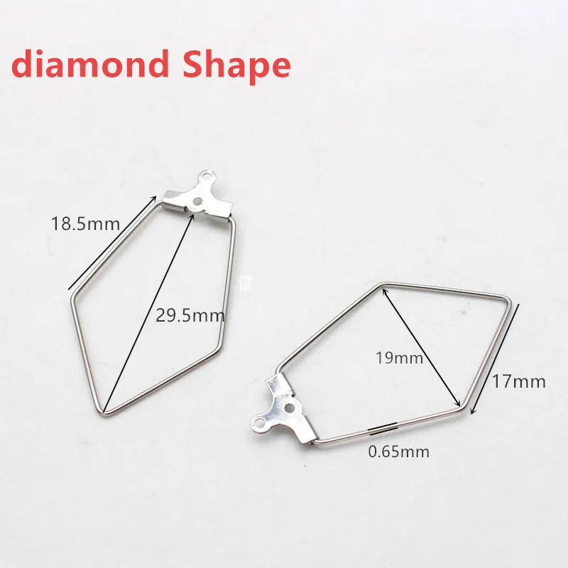 10pcs Stainless Steel Ear Wire Earring Hooks Hoop Connector Diy Earrings Accessories Dangle Charms Jewelry Making - Цвет: diamond Shape