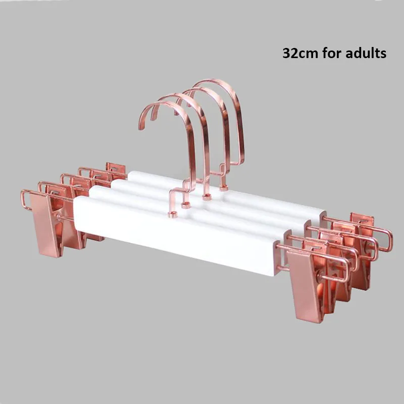 32cm pants hanger 10 шт./партия розовое золото крюк белый деревянный пальто одежда брюки костюмы вешалка, взрослые дети белый деревянный стеллаж с медный крюк зажимы - Цвет: 32cm pants hanger