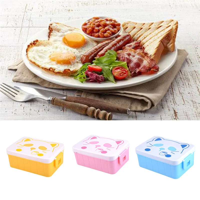 1 шт. пластиковый милый кот лицо пищевой контейнер для хранения фруктов