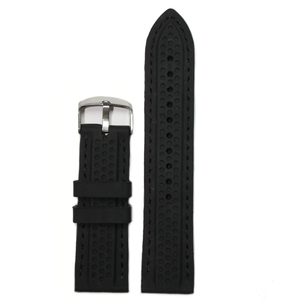 

22mm Smart Black Silicone Men Watch Band Straps WB1022E22JB