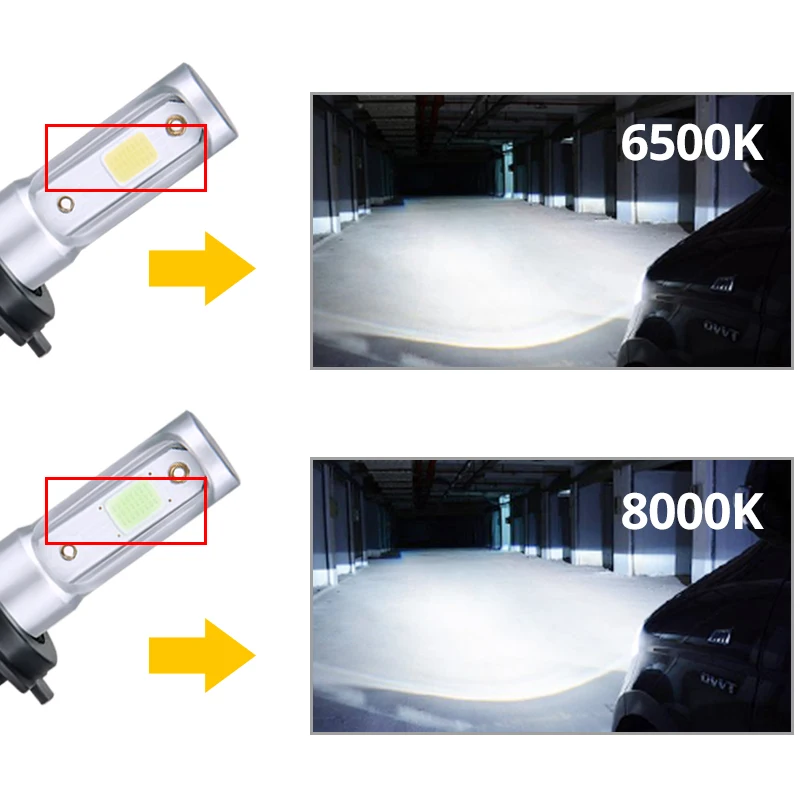 H4 светодиодный фар автомобиля H7 H1 H11 H8 H9 9005 9006 HB3 HB4 12V Hi Lo Луч COB 8000LM 3000K 4300K 6500K 8000K