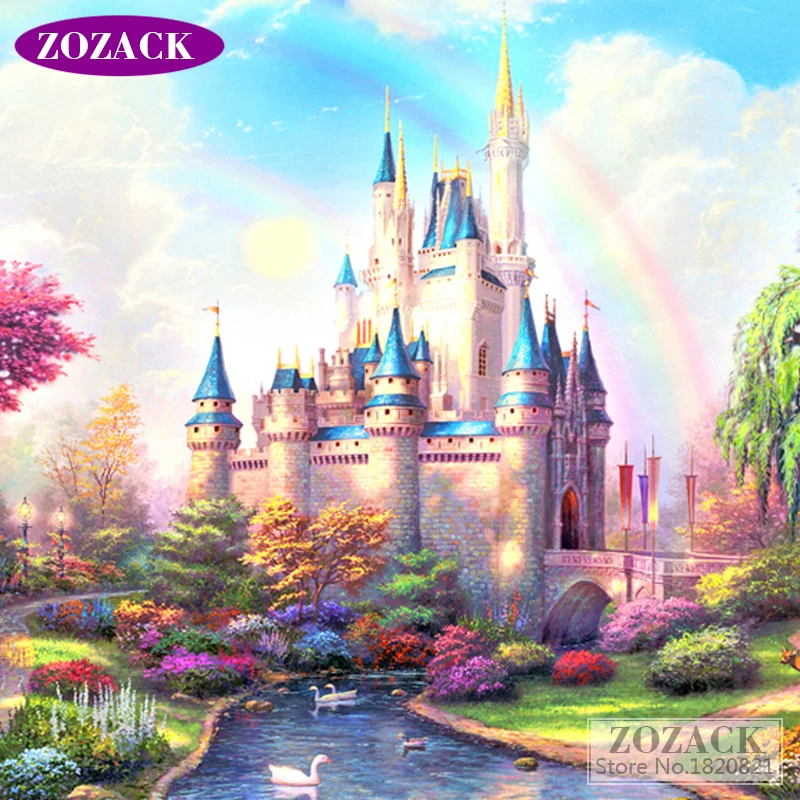 Zozack 119x89cm набор для вышивания DIY DMC Замок Радуга мулине Пейзажная живопись