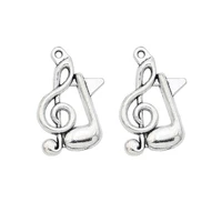 antique silver plated music sign charms pendant fit jewelry making bracelet diy craft 2113mm