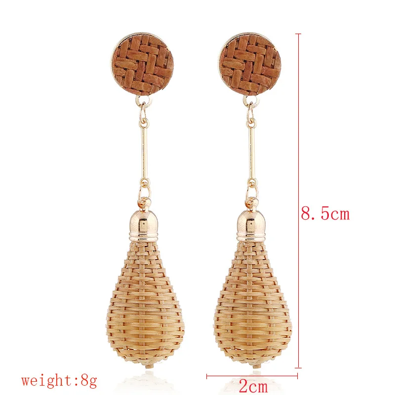 Богемная плетёная ротанговая в форме лампочки серьги для женщин ручной работы