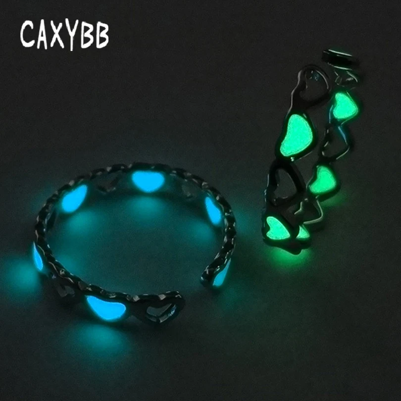 Регулируемое светящееся кольцо в форме сердца темноте серебристого цвета кольца