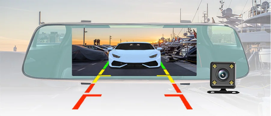Автомобильный видеорегистратор E-ACE A03, 7 дюймов, сенсорное зеркало заднего вида, камера с двумя объективами и камерой заднего вида, видеорегистратор, регистратор, HD 1080 P, видеорегистратор