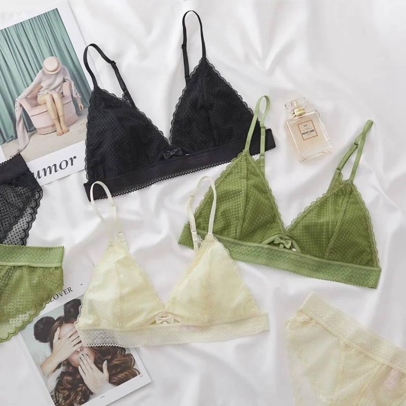 Сексуальный кружевной комплект с бюстгальтером без косточек женское нижнее