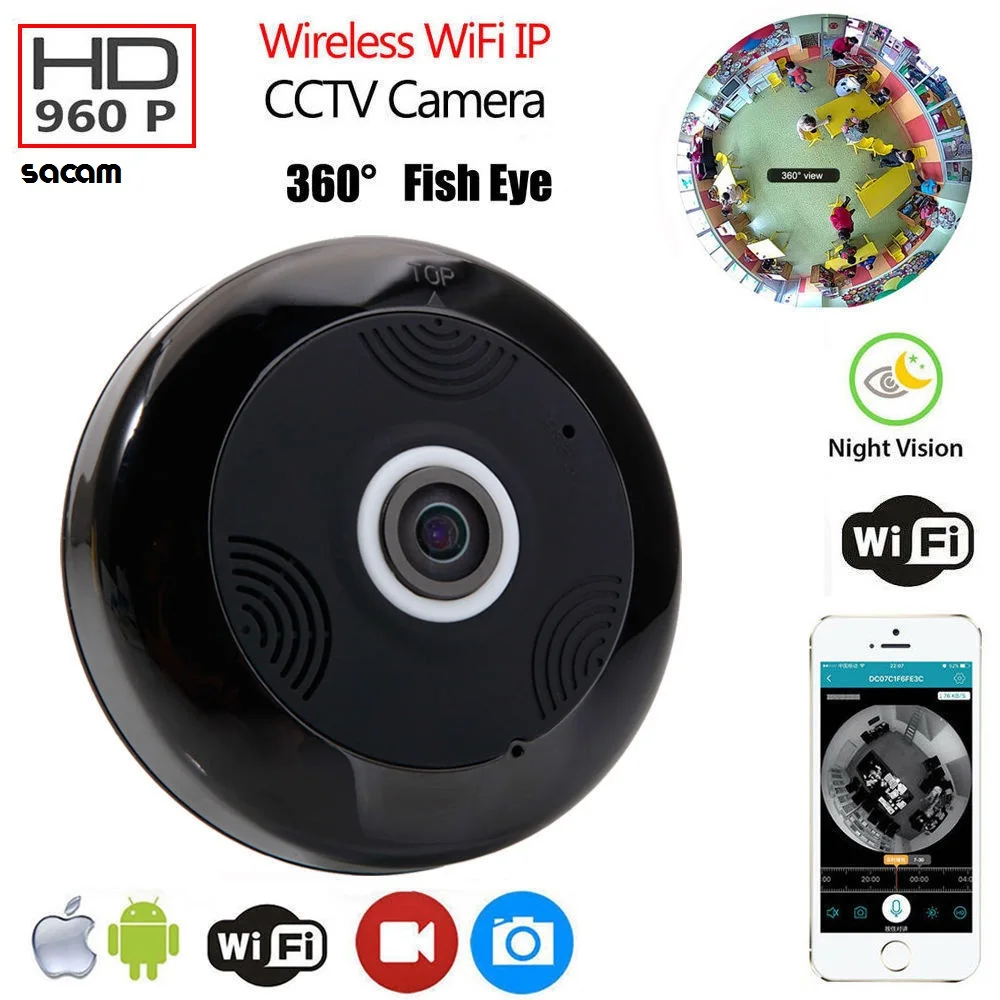 Wi Fi ip камера SACAM HD многофункциональная панорамная рыбий глаз 360 градусов