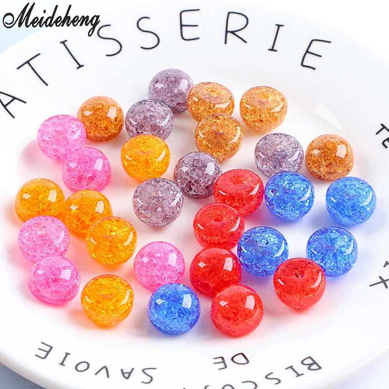 Acrylic Beads Cracked Single Hole UV Oblate bead Hair ornament Earring Pendant DIY Materials for Jewelry design Children's gifts |