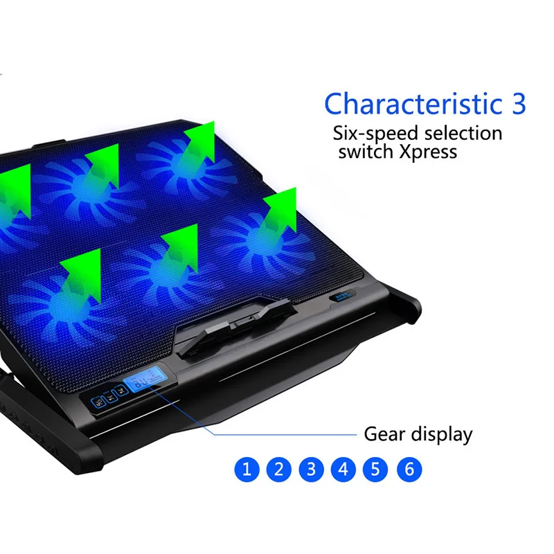 Охлаждающая подставка для ноутбука охлаждающая 6 охлаждающих вентиляторов и 2