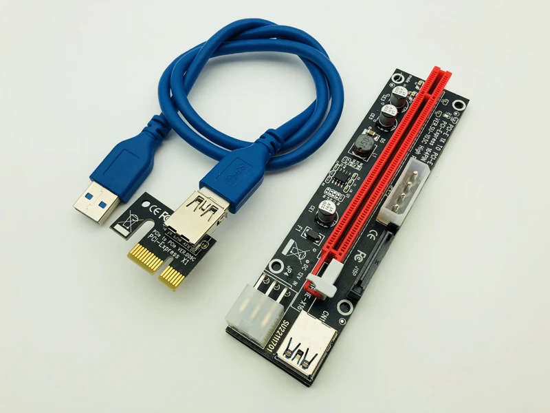 PCIe PCI E Express Riser Card 1x к 16x USB 3 0 кабель для передачи данных SATA 4Pin 6Pin IDE источник питания