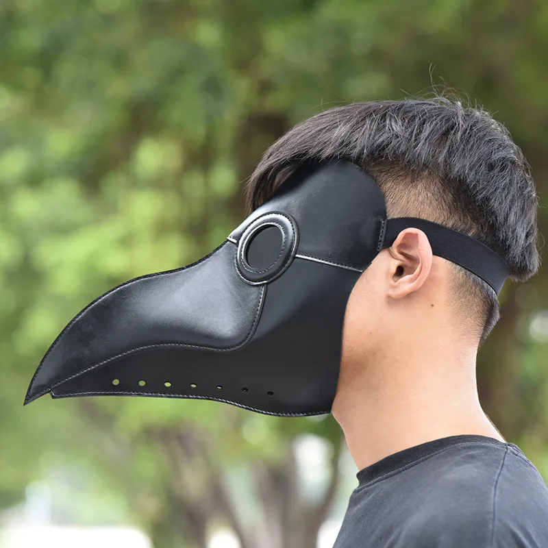 Маска Чумного доктора в стиле стимпанк белые/черные латексные маски с длинным