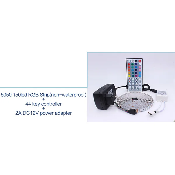 SMD RGB Светодиодная лента светильник 5050 2835 10 м 5 м светодиодный светильник rgb светодиодный s Лента Диодная лента гибкий контроллер DC 12 В адаптер Комплект - Испускаемый цвет: 5M 5050 RGB Strip