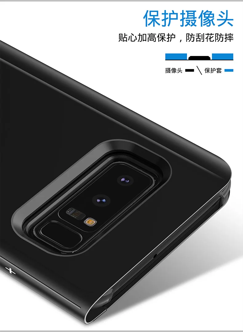 Роскошные Зеркало кожаный чехол для Samsung Galaxy S8 s8plus с подставкой флип Защитная