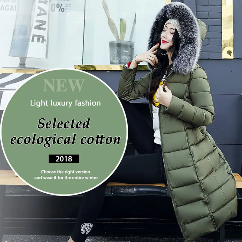 Женская зимняя куртка с меховым капюшоном длинная парка подкладкой большие