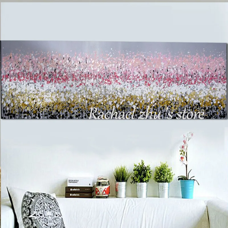 Большая Ручная роспись современный абстрактный розовый цветок пейзаж живопись