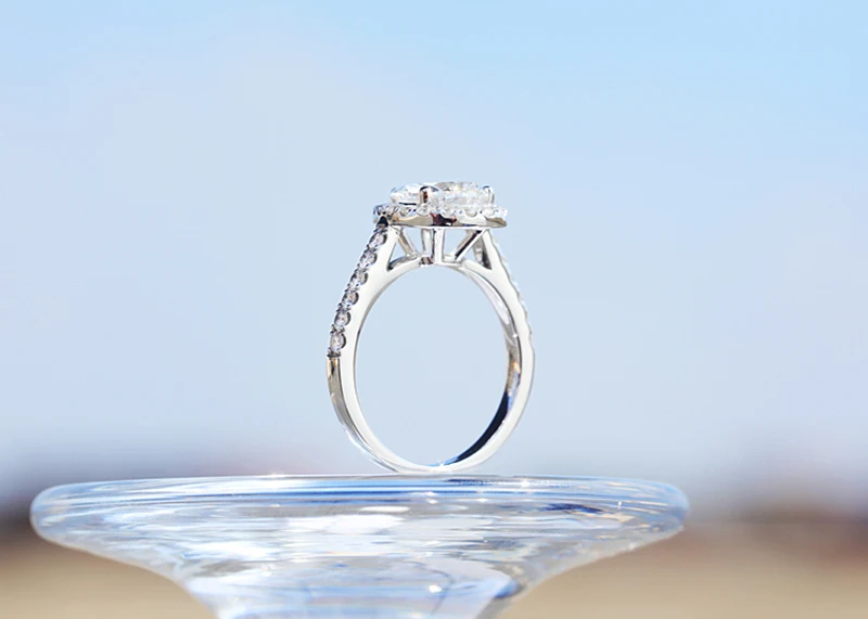 AULEEZE капли воды Груша Форма 1.5CT Муассанит Алмаз 14 к 585 Белое золото Свадебные обручальные кольца для женские ювелирные изделия