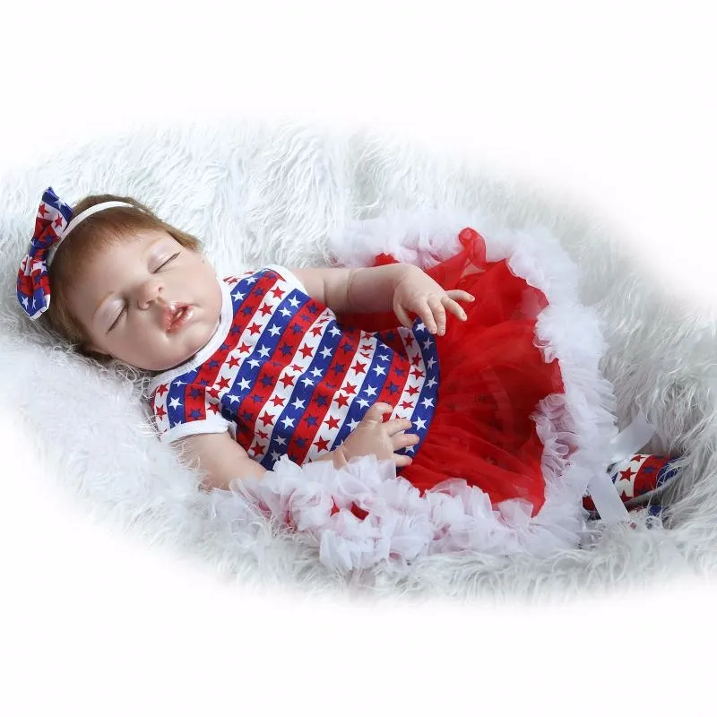 57 см младенцы Новорожденные полностью силиконовые мягкие bebe alive Спящая девочка