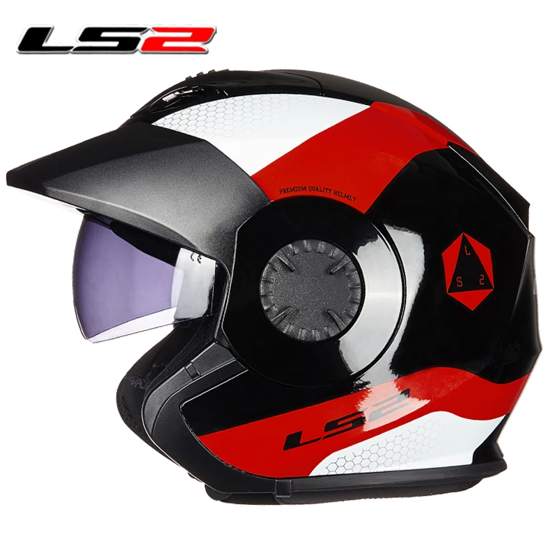LS2 мотоциклетный шлем с открытым лицом винтажный двойными линзами сертификат ECE