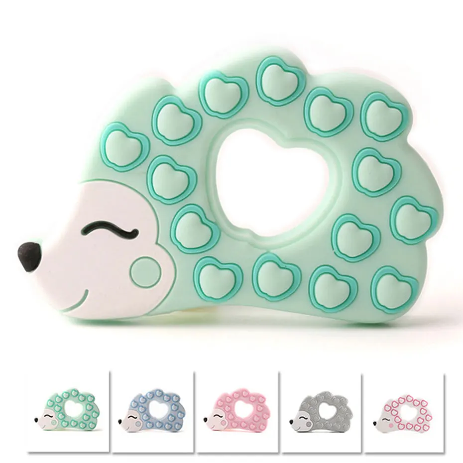 bpa free silicone Teethers Baby Silicone Beads Cute Hedgehog Toddler Biter Chew Toys Teeth Infant Toy Products | Мать и ребенок
