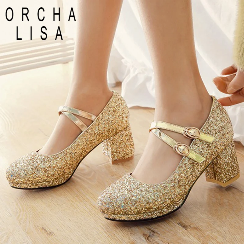 ORCHA LISA/свадебные туфли с острым носком; коллекция года; женские туфли-лодочки; блестящие стразы; ремешок на щиколотке; квадратный каблук; модельные туфли для вечеринки; цвет золотой, серебряный