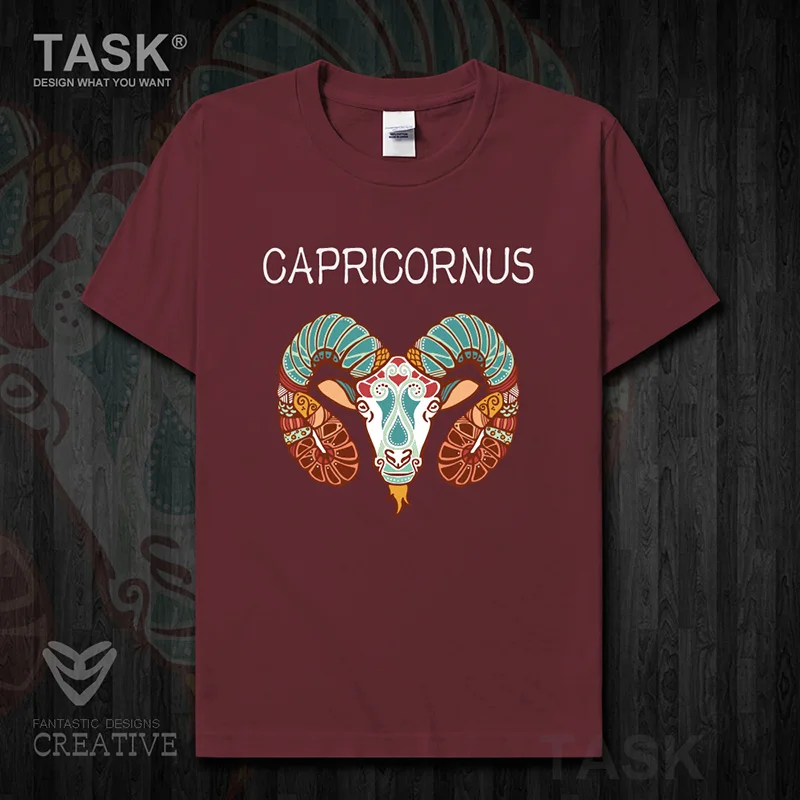 

Twelve constellations mens t-shirt Capricornus Print Short sleeve clothes cotton summer Comfort Slim Fit Tee shirt sweatshirt