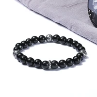 wholesale 2019 Fashion Simple natural Black onyx stainless steel Bracelets For Men Jewelry 50pcs/lot+free shipping