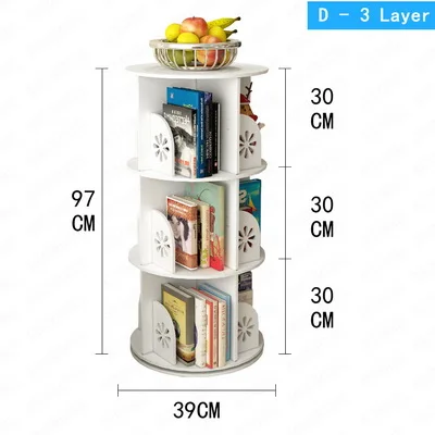 1-6 слоев DIY волшебный вращающийся книжный шкаф от журнального столика до многофункционального книжного стека деревянный-пластиковый стеллаж для хранения товаров полка - Цвет: D-3 Layers