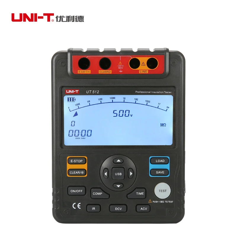 UNI-T UT512 Digital Insulation Resistance Tester Meter Megohmmeter Low Ohm Ohmmeter Voltmeter Auto Range 2500v Usb Interface ohm |
