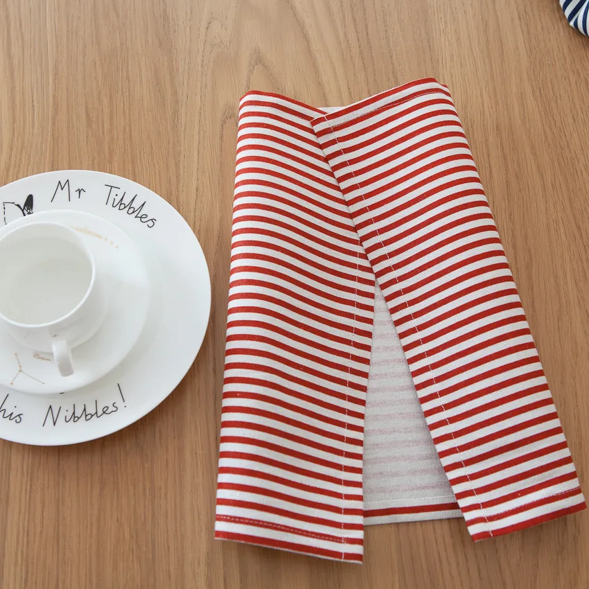 Однослойная/двухслойная хлопчатобумажная Салфетка льняная полосатая салфетка