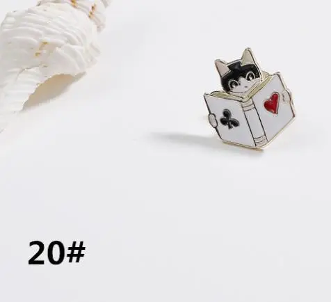 Шапка значок Броши Мода Металл милый мультфильм Забавный Кот Китти жизнь эмалированная Брошь для женщин - Окраска металла: O