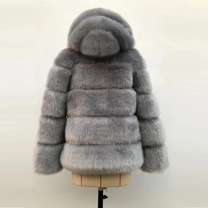 Winter Thick Warm Faux Fur Coat Women Plus Size Hooded Long Sleeve Faux Fur Jacket Luxury Winter Fur Outwear PC313