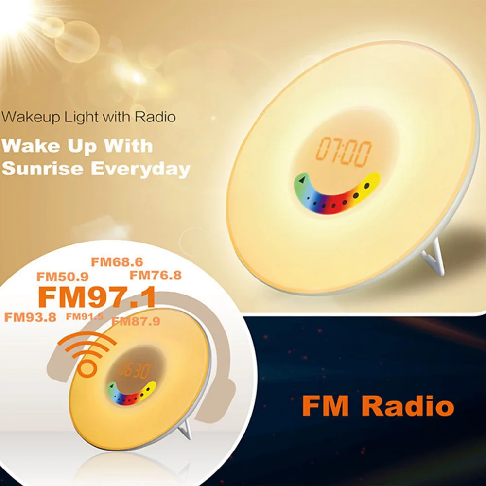 Творческий RGB Восход моделирование будильник Light Touch индукции цифровой