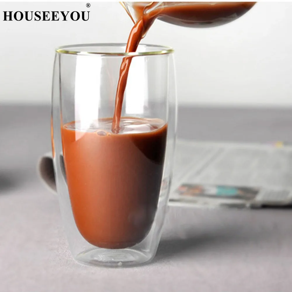 HOUSEEYOU, 2 шт./лот, креативные стеклянные кофейные кружки с двойными стенками, чайная чашка, прозрачные изоляционные стаканы без ножки, вазы, чашки, пивные винные чашки