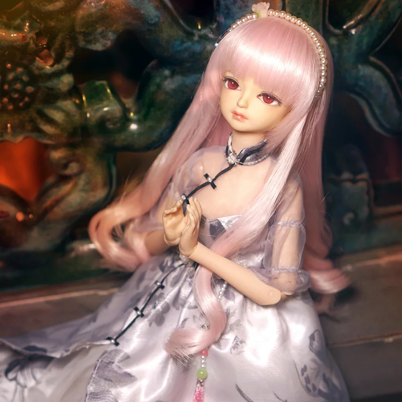1/4 шарнирная кукла с новым розовым волосом в стиле ретро Чонсам 45 см для девочек