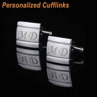 qiqiwu customized name cufflinks personalized engraving metel cuff links wedding cufflink for mens jewelry with gift box cl 003