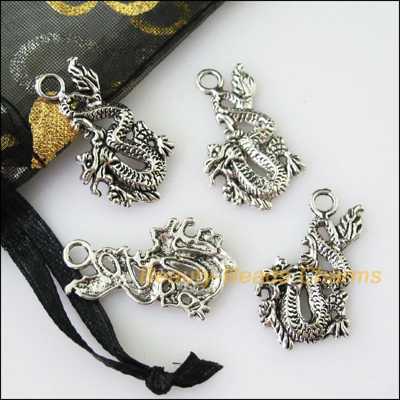 Новый 25 шт. Тибетский серебристый цвет летающий дракон подвески 17x27mm | Украшения и