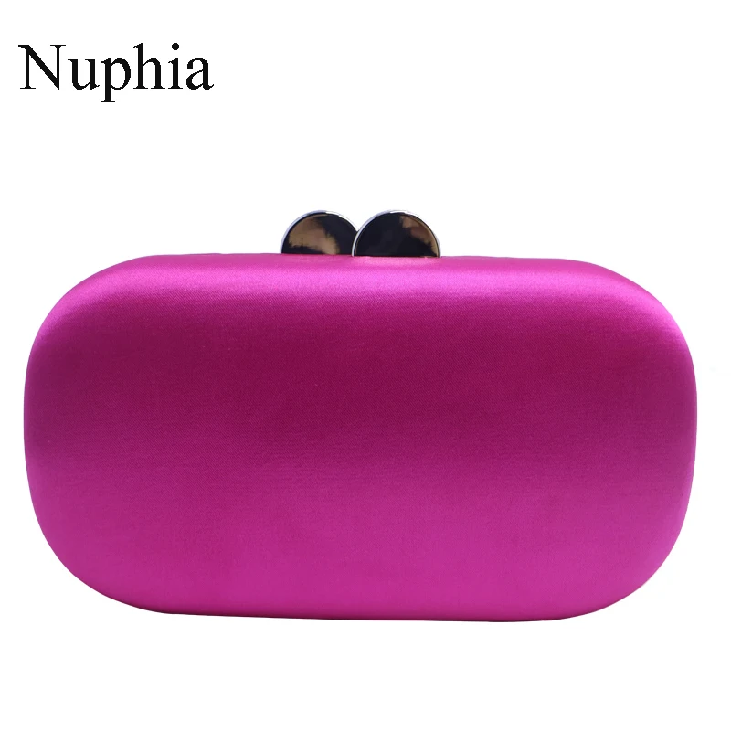 

Nuphia New Oval Shape Silk Satin Box Clutches Evening Bags and Clutch Bags for Women Black Navy